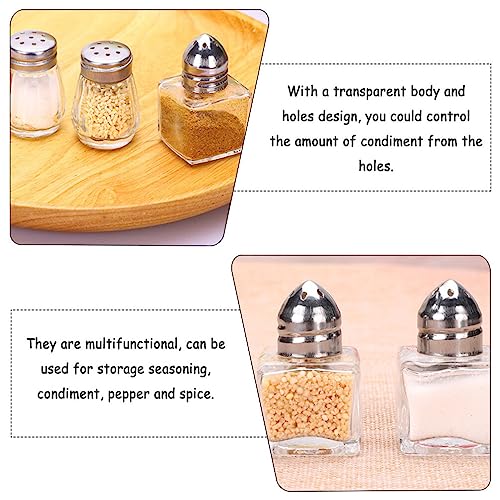 BESTonZON 10pcs Mini Salt and Pepper Shakers Small Cube Glass Spices Shaker Container Bottle Seasonings Condiment Storage Jar with Pour Holes for Kitchen Travel Camp - Image 2