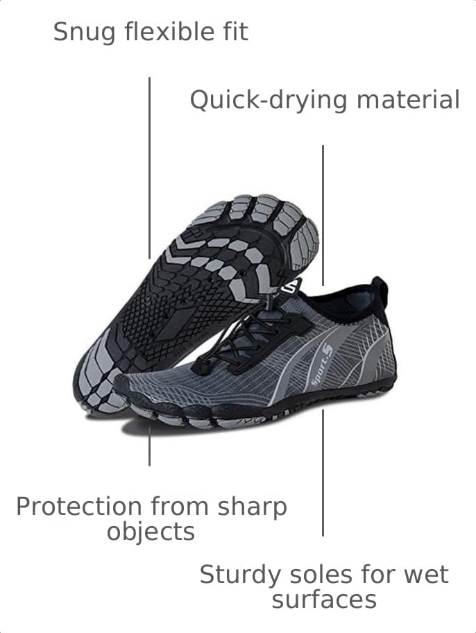 Image of Water Shoes for Men Barefoot Quick-Dry Aqua Sock Outdoor Athletic Sport Shoes for Kayaking, Boating, Hiking, Surfing, Walking