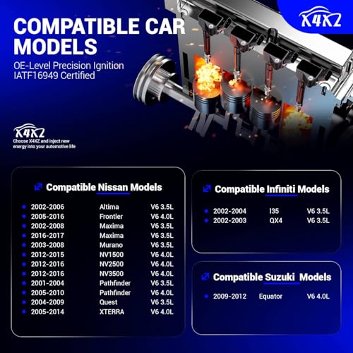 Image of UF349 Ignition Coil &224018H515 Double Iridium Spark Plug Replaces #C1406 | For Nissan Altima Frontier Pathfinder Maxima Murano Xterra Quest NV1500 NV2500 NV3500 /Infiniti I35 QX4 /Suzuki Equator V6
