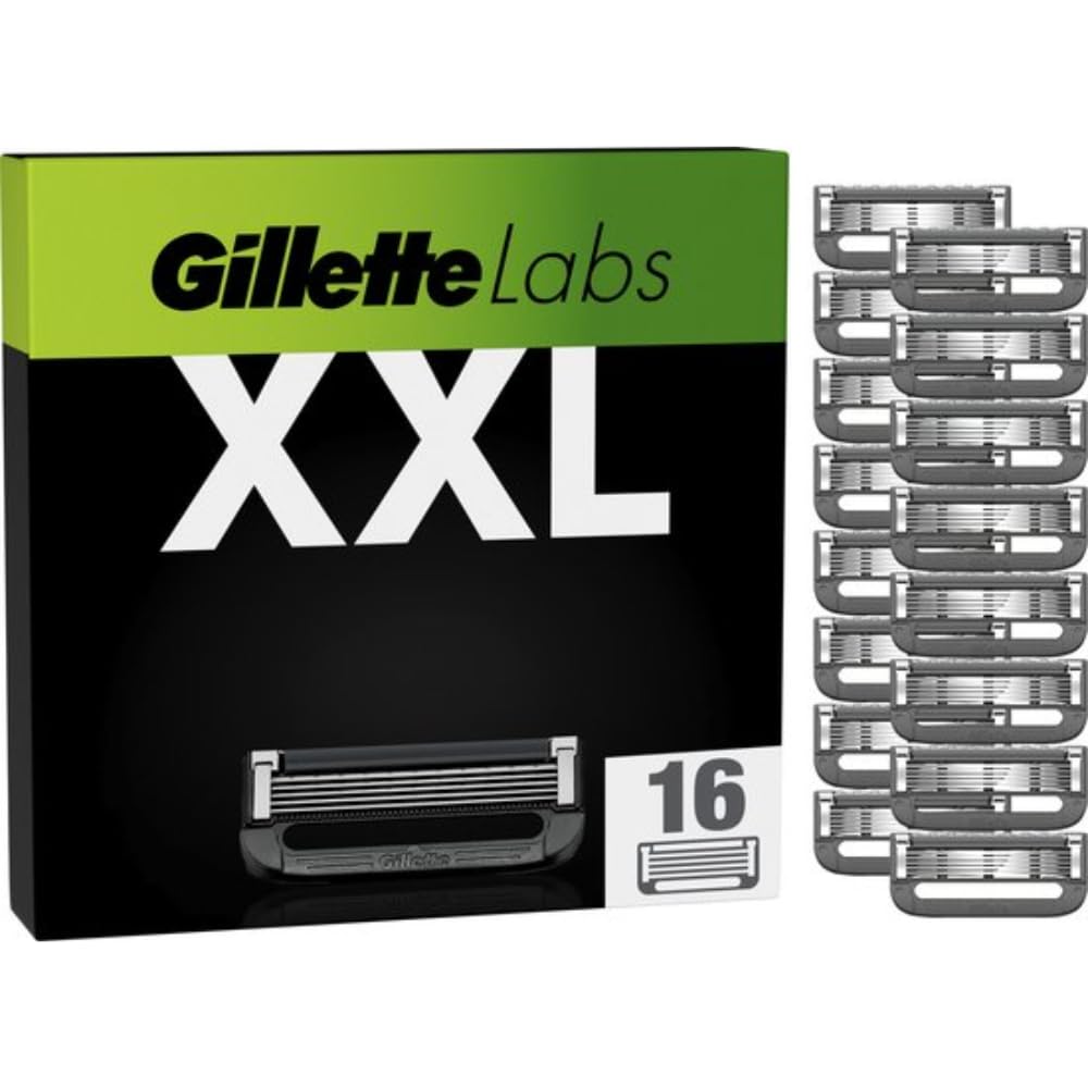 Gillette Labs Ersatzklingen für Herrenrasierer, 16 Stück, kompatibel mit Gillette Labs mit Peeling-Bar und Heated Razor, Tiefenrasur für Herren, Präzisionsklingen