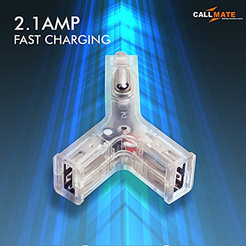 Image of CALL MATE Transparent 2.1A Dual USB CAR Charger with 3 in 1 Cable Compatible with All Types of Phones