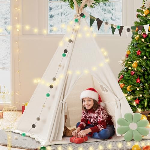 BlueWood Tipi Zelt für Kinder, Kinderzelt Spielzelt mit Gepolsterter...