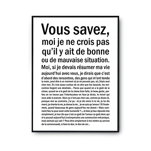 Planetee Affiche Bonne ou mauvaise situation | Poster Tableau Citation film Humour fond blanc pour décoration murale qualité papier Premium A4