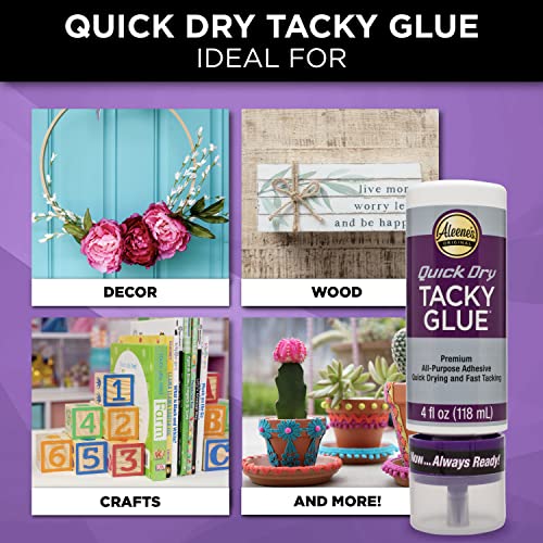 Image of Aleene's Quick Dry Tacky Glue for Crafts in Always Ready Bottle, Nontoxic, Dries Extra Fast and Clear, 4 fl oz