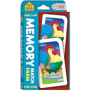 School Zone Memory Match Farm Card Game: 56 Game Cards, Preschool, Kindergarten, Animals, Early Reading, Counting, Matching, Vocabulary, Ages 3+ Mass Market Paperback – April 24, 2019