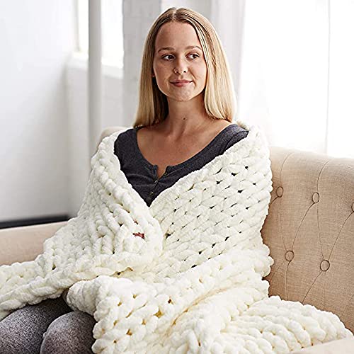 Yuktopa Manta De Punto Grueso Hecha A Mano Con Hilo De Felpilla Voluminoso, Manta De Punto De Súper Grande Para Sofá, Cama, Decoración Del Hogar, Alfombra De Mascotas, Alfombra De Yoga, Color Blanco Yuktopa Manta De Punto Grueso Hecha A Mano Con Hilo De Felpilla Voluminoso, Manta De Punto De Súper Grande Para Sofá, Cama, Decoración Del Hogar, Alfombra De Mascotas, Alfombra De Yoga, Color Blanco