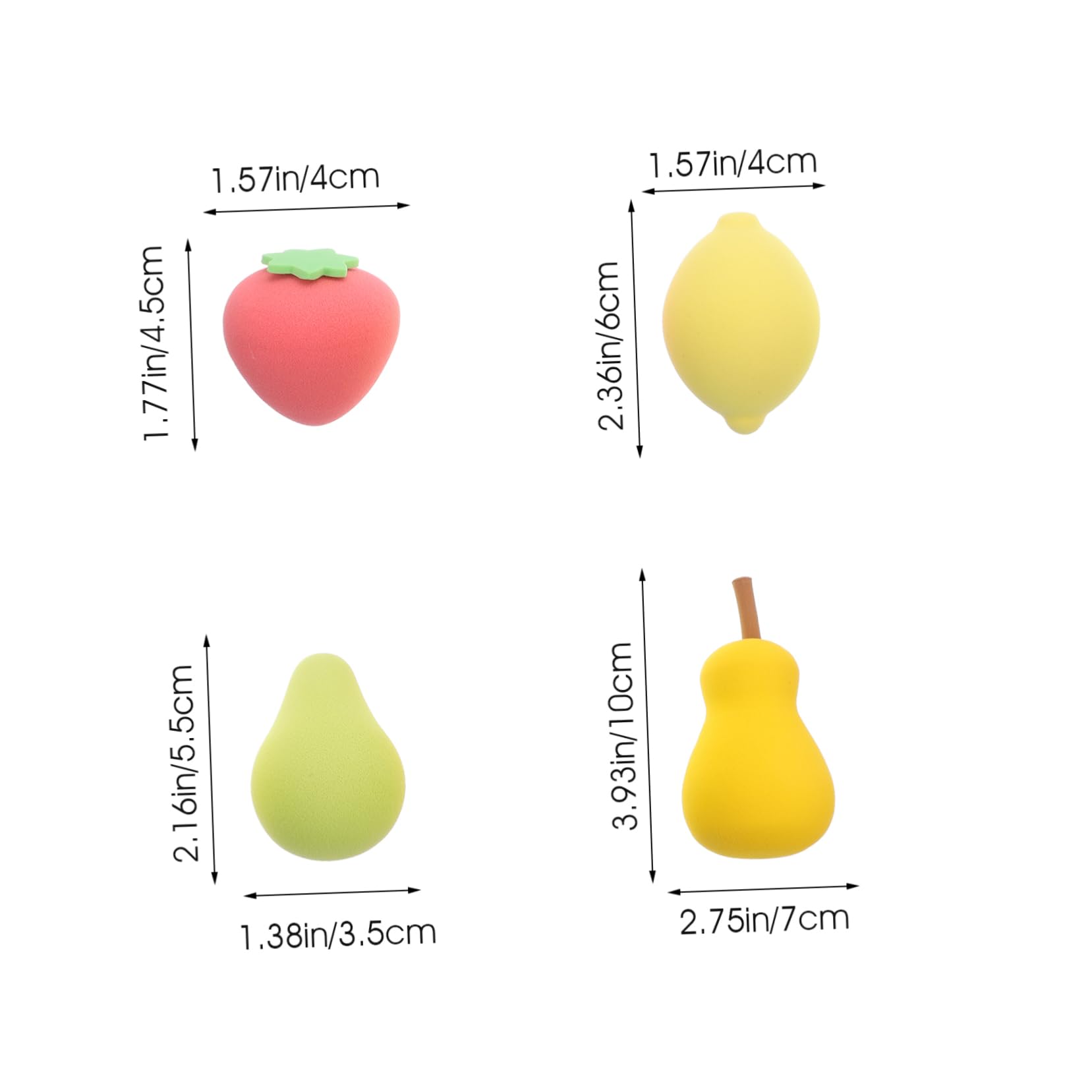 VALICLUD Strawberry Lemon Fruit Beauty Egg Makeup Sponges 1 Dry Wet Powder for Women 4 Pack Foundation Concealer Bronzing