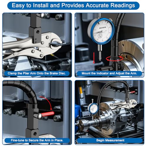 Image of HDLNKAK Disc and Rotor /Ball Joint Gage Set, 0-1'' Dial Indicator 0.001'' (Blue) and 360 Deg Flexible Stem Holder,Automobile Brake disc Flatness Measurement Tool