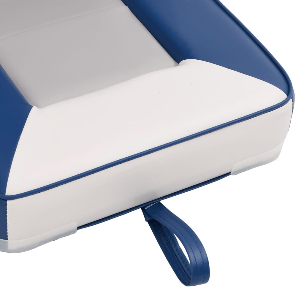 Juego de 2 asientos plegables para barco con consola de asiento, silla de barco con respaldo alto, asiento plegable para barco y pesca, bisagras de aluminio robustas, color blanco y azul