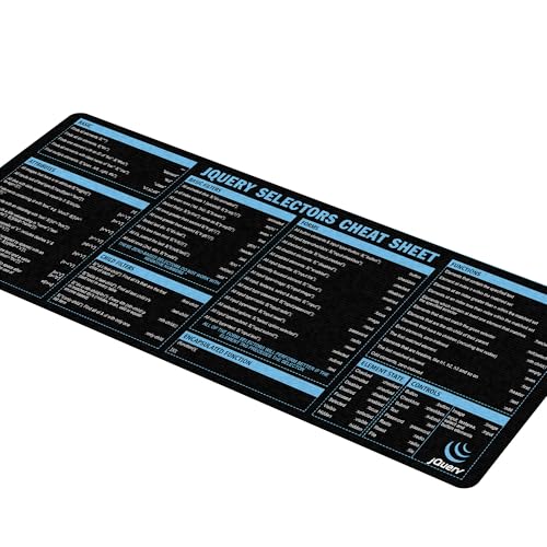 Image of jQuery Selectors Cheat Sheet Mouse Mat KMH Mouse Pad for Web Developers JavaScript Learners Coder Computer jQuery Large Desk Mat, Essential Computer Accessories for Study, Work, and Reference Purposes