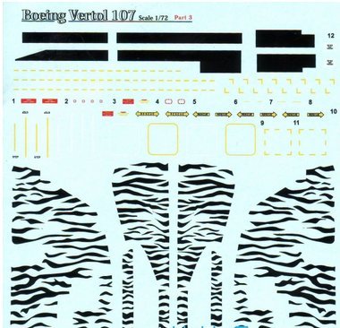 Autocollant pour Boeing-Vertol 107 partie 3 restaurer kit échelle 72