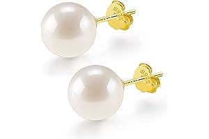 Pearl Earrings for Women, 18k Gold Sterling Silver Post Earrings for Sensitive...