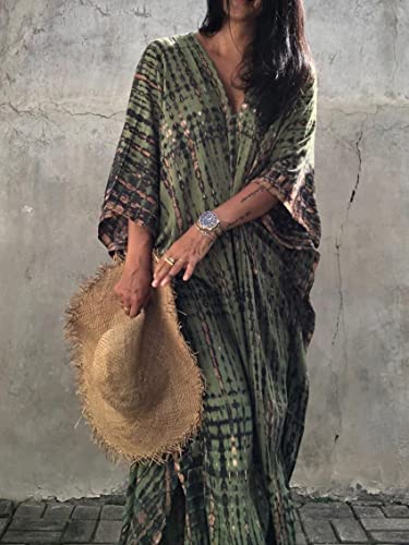 Image of Kaftan Dresses for Women Plus Size Summer Beach Dress with Print and Swim Cover Ups