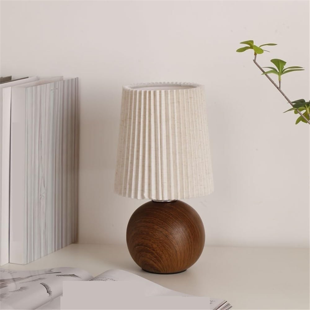 Lampy stołowe Lampa stołowa do sypialni, plisowany abażur, retro, ceramiczna, gabinet, dekoracja biurka, atmosfera, lampka nocna(Brown)