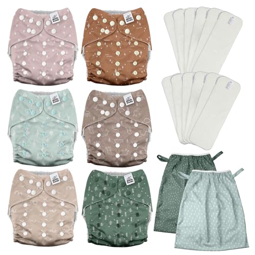 Mama Koala 3.0 Baby Cloth Diapers with 12 Inserts Bundle, with 2 Pack Reusable Hanging Wet Dry Bag