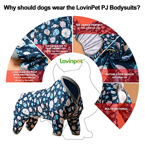 LovinPet Giant Dog Pajamas, Jellyfish And Starfish Deep Sea Print, Clothes for Dogs Lightweight Pullover Large Puppy Pajamas - Image 3