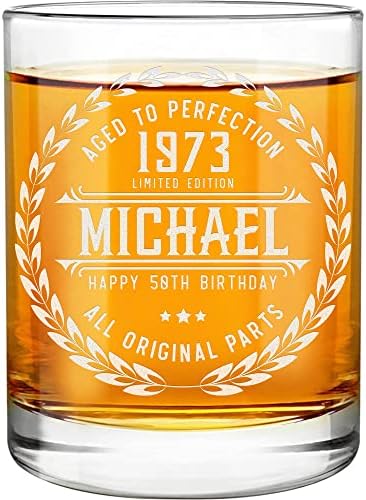 50th Birthday Gifts for Men - Personalized Whiskey Glass - Old Fashioned Funny Novelty 50 Year Old Man Gift Ideas - 50th Decorations for Dad, Husband, Friend - 50th Birthday Present for Him 1973 Gift
