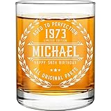 50th Birthday Gifts for Men - Personalized Whiskey Glass - Old Fashioned Funny Novelty 50 Year Old M