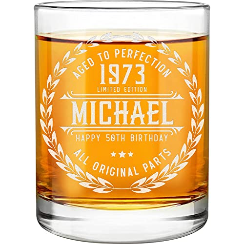 50Th Birthday Gifts For Men - Personalized Whiskey Glass - Old Fashioned Funny Novelty 50 Year Old Man Gift Ideas - 50Th Decorations For Dad, Husband, Friend - 50Th Birthday Present For Him 1973 Gift #TOP2