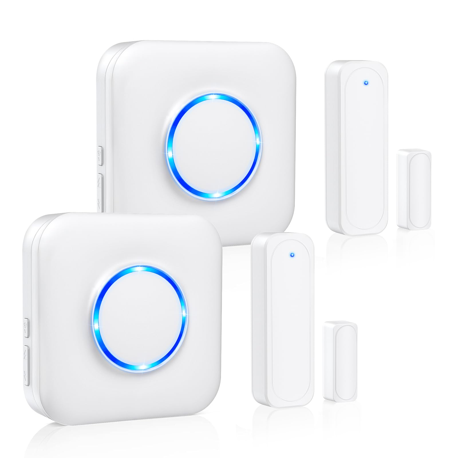 Door Chime, Satisure Wireless Door Open Contact Sensor Alarm Chime with 600 FT Range 58 Chimes 5 Volume Levels LED Indicators (2 Receivers & 2 Sensors)