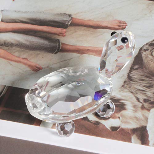 Waltz&F Small Crystal Clear Tortoise Collectible Animal Figurine Paperweight Table Decoration