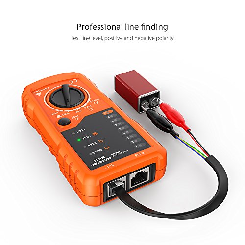 Wire Tracker Meterk RJ11 RJ45 Line Finder Handheld Cable Tester Multifunction Cable Check Wire Measuring Instrument for Network Maintenance Collation, Telephone Line Test, Continuity Checking