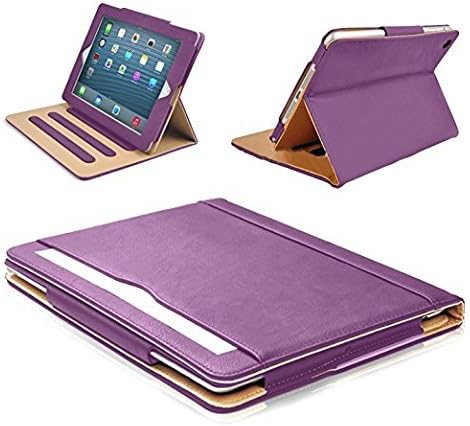 MOFRED® Purple & Tan Apple iPad Air 2 (Launched 2014) Leather Case-Executive Multi Function Leather Standby Case for Apple iPad Air 2 with Built-in magnet for Sleep & Awake Feature - Voted #1 Best iPad Case by “The Daily Telegraph” (iPad Models A1566 A1567)