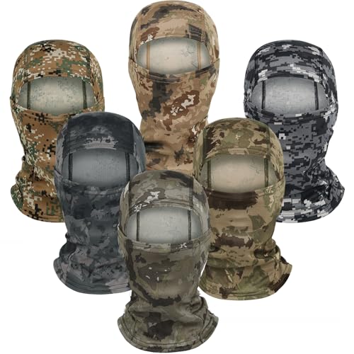 Image of 6PCS Camo Face Mask Ski Mask Motorcycle Balaclava Full Face Mask Windproof UV Protection Cover Men Women Outdoor