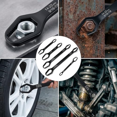Image of Universal Double Ended Wrench Set, 3mm-22mm Wrench Double-Head Self-Tightening Adjustable Wrench,Multifunctional Sink Tool Set for Home,Plumbing, Automotive Repair, Multi Size Bolt Removal,4PC