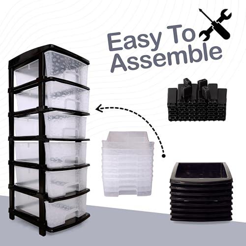 Image of Plastic Modular Drawer Storage Chest Of Drawers Organizer Storage Box, Large Stomo Racks For Multipurpose Anti-slip Shoes Organizers (Transparent, 6 Layer)