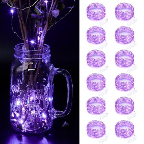 12 Pack Fairy Lights Battery Operated String Light?7FT 20LED Waterproof Silver Wire Christmas Lights Outdoor,Firefly Mini Light for Bedroom Party Birthday Wedding Indoor Decorations Home Decor