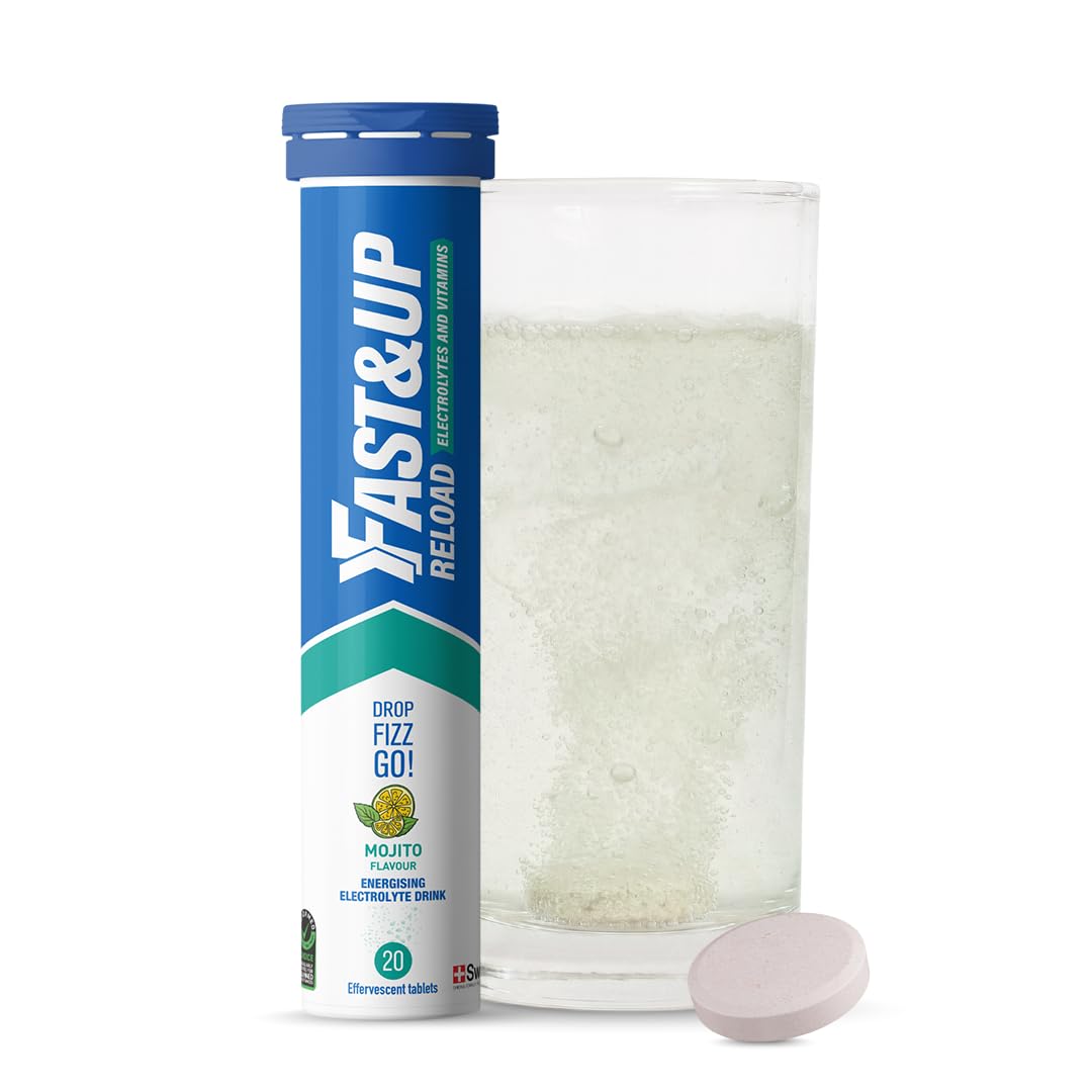 Fast&Up Reload - Energising Electrolyte Drink - Mojito Flavour - 20 Effervescent Hydration Tablets - Added Vitamin C & B12 - Vegan