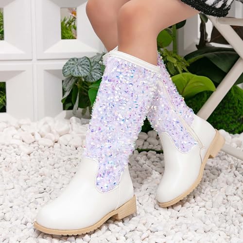 IWIHMIV Toddler Riding Boots Girls Tall Princess Boots Knee High Booties Mid-Calf Dress Up Party Boot for Girls2