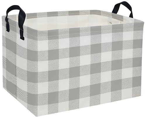 Image of Kids Basket Grid Storage Basket Gift Basket Rectangular Bedroom Decor for Books(Gery grid)
