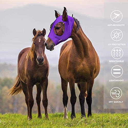 Sampson Máscara de mosca de cavalo, máscaras de mosca para cavalos com orelhas, máscara de mosca de