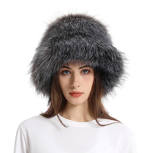 Elegant Faux Fur Fluffy Winter Hat for Women Warm Insulated Headwear Cold Weather Outdoor Oversized Full Face Framing