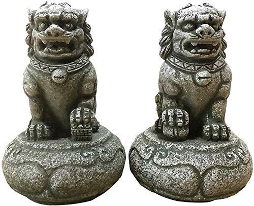 Statues Chiens Fu Foo de Pékin en résine pierre pour décoration Feng Shui de maison