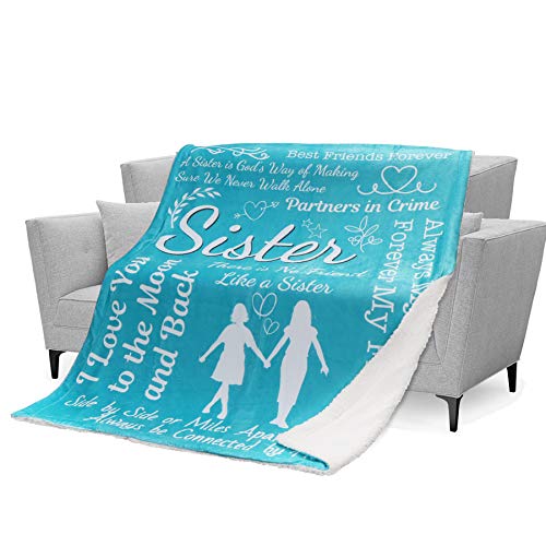 Product Image of the Sister Blanket - Soft, Cozy, Warm Sherpa Fleece Fabric with Kind, Inspirational Words - Thick, Double-Layered Material - Thoughtful Sister Gifts from Sister Christmas, Birthday (Teal, Sherpa Fleece)
