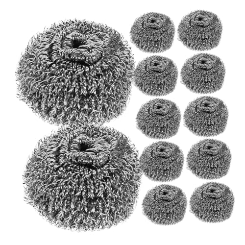 Beaupretty 12 Piezas De Lana De Acero para Limpieza De Cocina Fregador De Bolas para Sartenes Platos Y Ollas Limpiador De Lana De Acero para Utensilios De Cocina Suministros De Limpieza