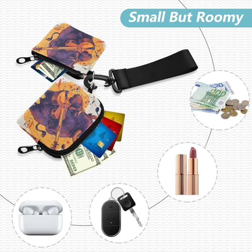 Bison 80s Music Play Dual Coin Purse Credit Card Holder Wallet Small Portable Credit Card Wallet Case with Zipper Pocket for Lady 2 Pcs2