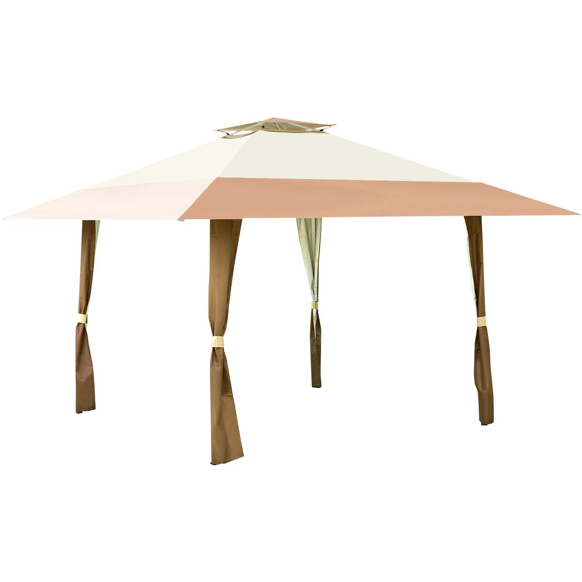 Beige Sturdy Gazebo with Powder Coated Steel Frame Yiyai 3x3m Gazebo