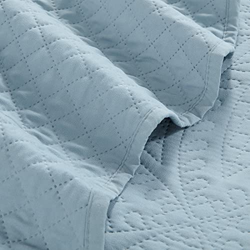 Hombys Oversized King Bedspreads 128X120, 3 Pieces Quilt Set, Lightweight, Soft & Extra Oversized Coverlet Bedding Set For All Seasons, Spa Blue Patchwork #TOP4