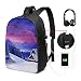 Produktbild Laptop Rucksack Business Rucksack für 17 Zoll Laptop, Festliche Winterszene Schneeberge Schulrucksack Mit USB Port für Arbeit Wandern Reisen Camping,für Herren Damen