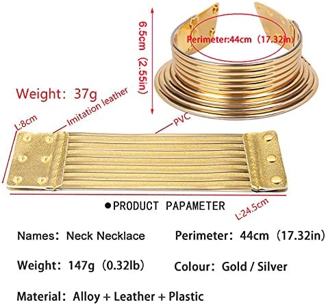 Miniatura 5 de Gargantilla africana, collar de cuero grueso estilo gótico de Egipto, estilo punk, gótico, para mujeres y niñas