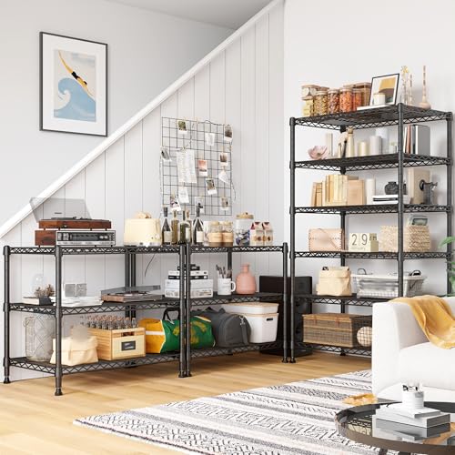 Image of REIBII 6-Shelf Tall Metal Shelves 70 inch H Wire Rack Sturdy Standing Shelf Units Adjustable Detachable Storage Shelving Unit for Kitchen Laundry Pantry Garage Commercial 71 inch H x 21.65 inch W x 11.8 inch D