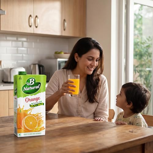 Image of B Natural Orange Juice, Enriched with Vitamin C & E, 1 litre (Pack of 3)