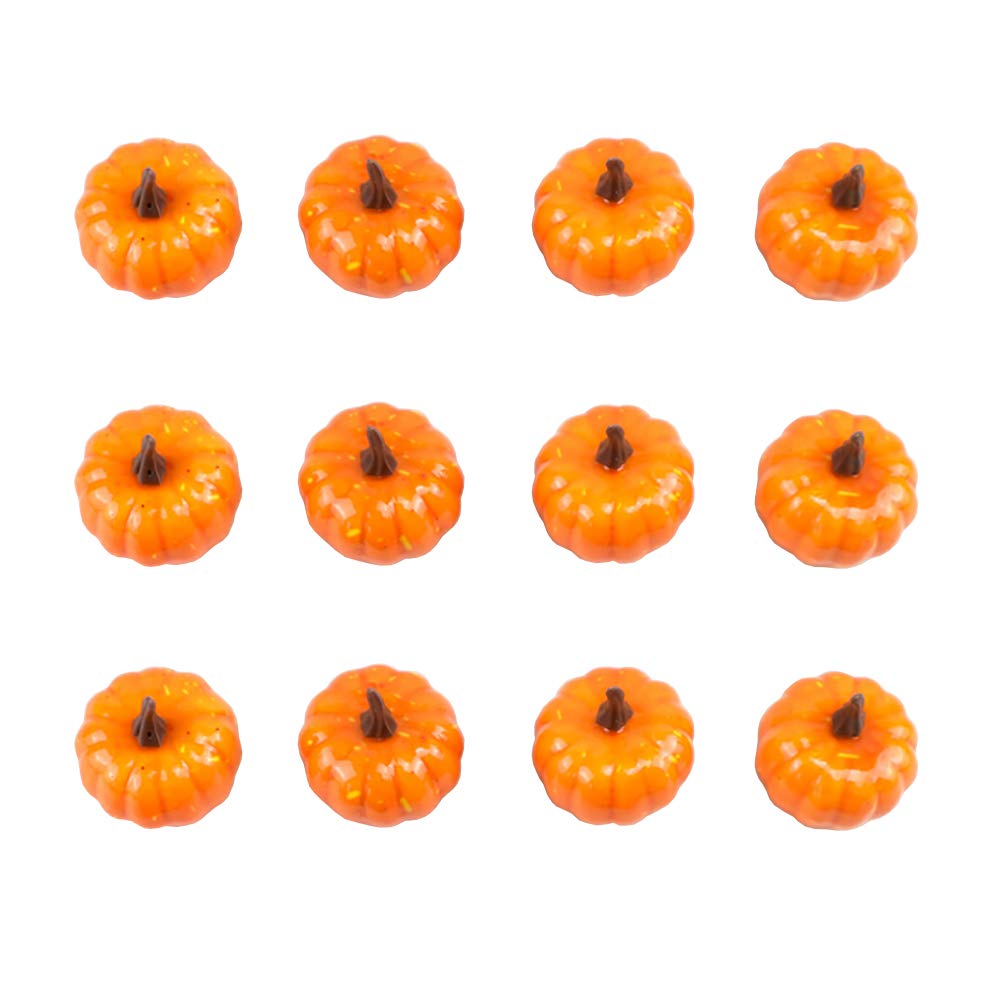 JIHUOO 12 Pcs Artificial Mini Pumpkins Fake Fruit Fall Harvest Halloween Thanksgiving Decoration