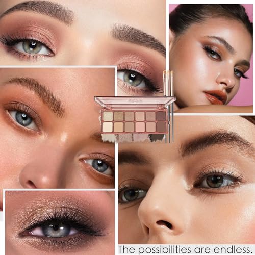 Eyeshadow Palette, Glitter Matte Eye Shadow Pallets for Women Brown Nude Pink Long Lasting Eye Shadows Palettes - Image 4
