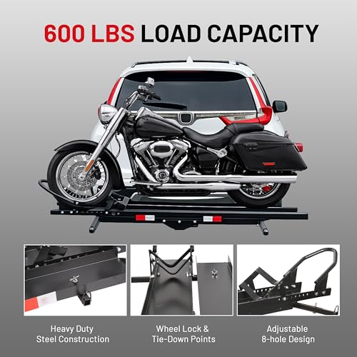 Image of ECOTRIC 600LBS Black Motorcycle Carrier Mount Dirt Bike Rack Hitch Hauler |