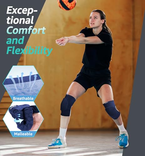 Image of HiRui Knee Pads for Kids Youth Adult, Basketball Baseball Knee Brace Knee Support, Collision Avoidance Kneepad Compression Knee Sleeve for Volleyball Football Cycling Running (Navy Blue, XXS)